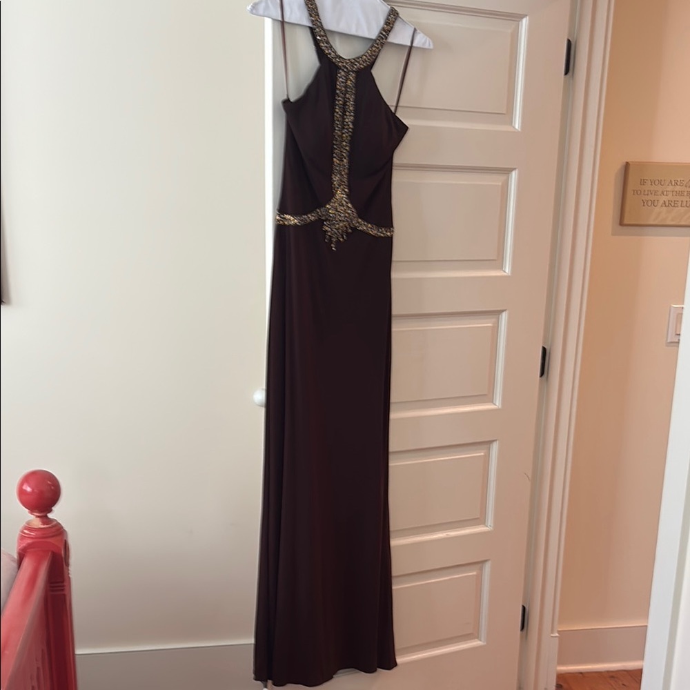 Elegant Brown Evening Gown